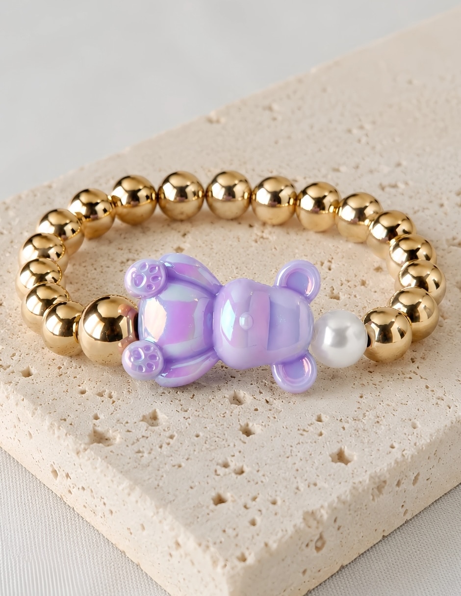 Pulsera yoiko con imitación perla bear brick bambina acabado