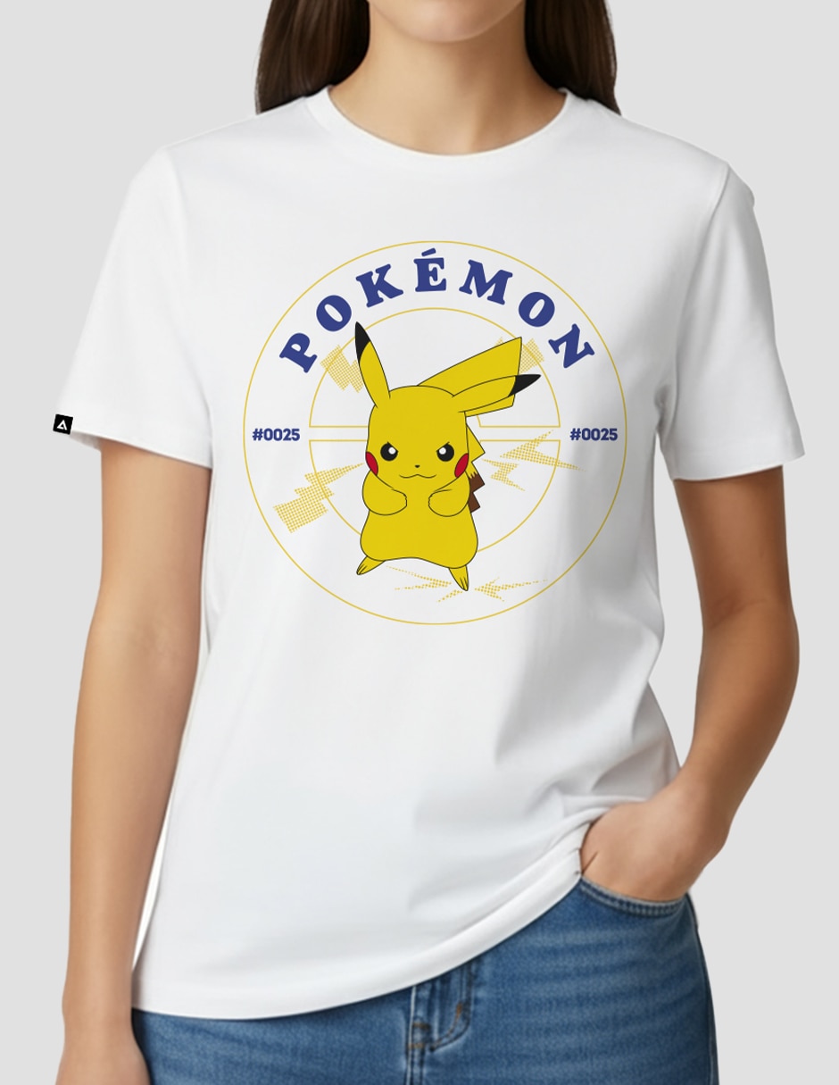 Manga Corta Pikachu 0025 Cuello Redondo Para Mujer 2