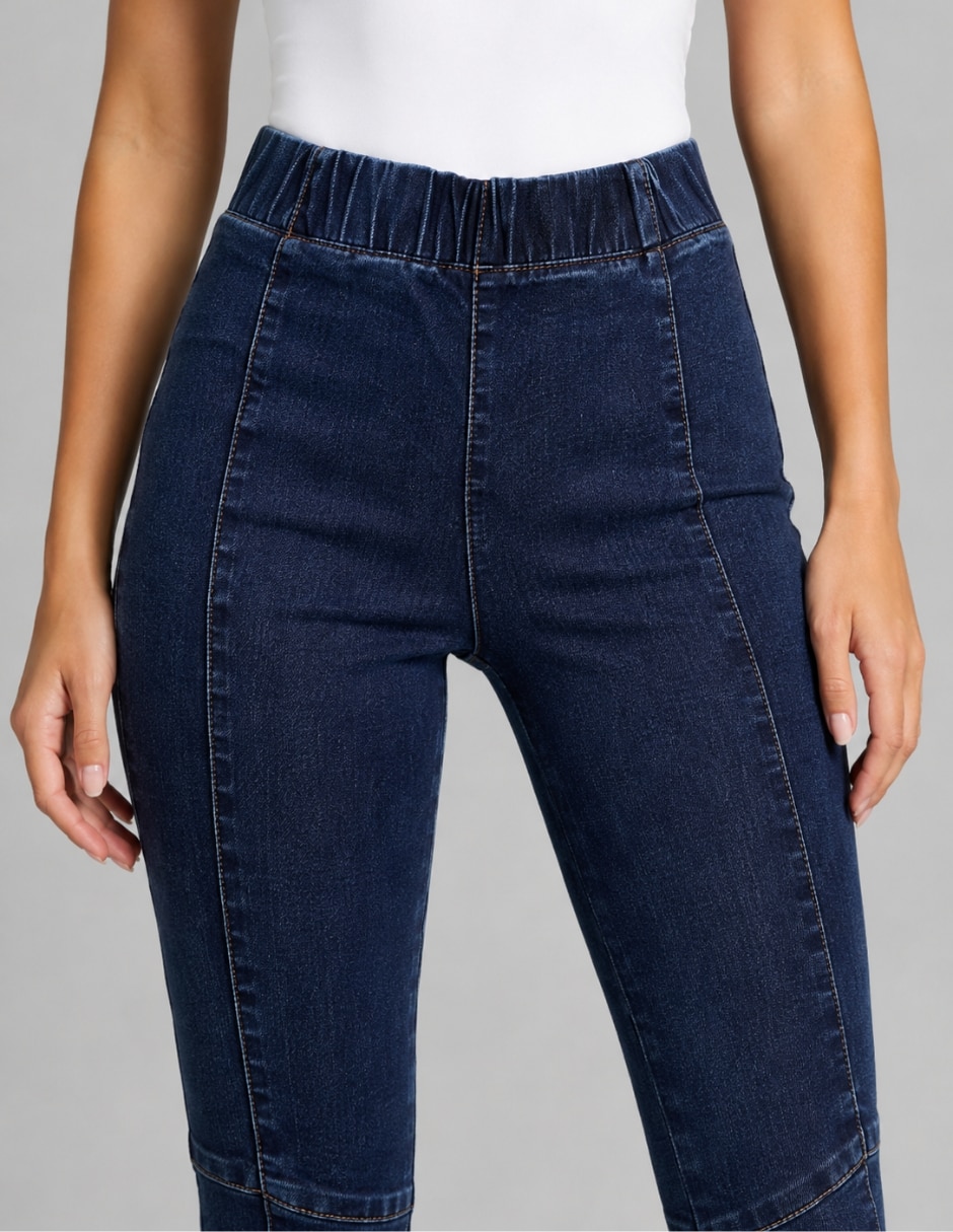 Jeans regular skinny cintura alta para mujer 2