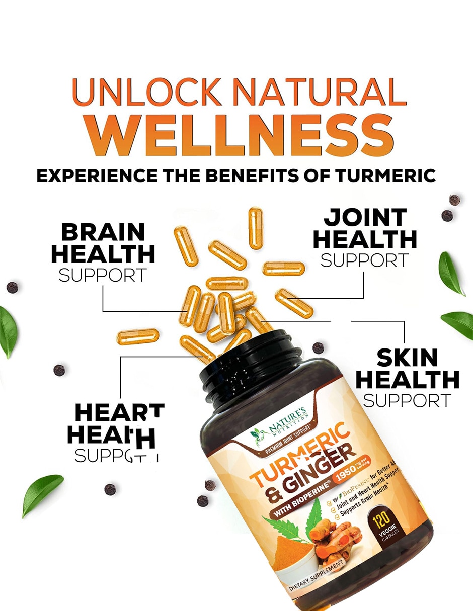 Suplementos alimenticios nature’s nutrition cúrcuma curcumina bienestar articular 120 cápsulas natures nutrition con cúrcuma