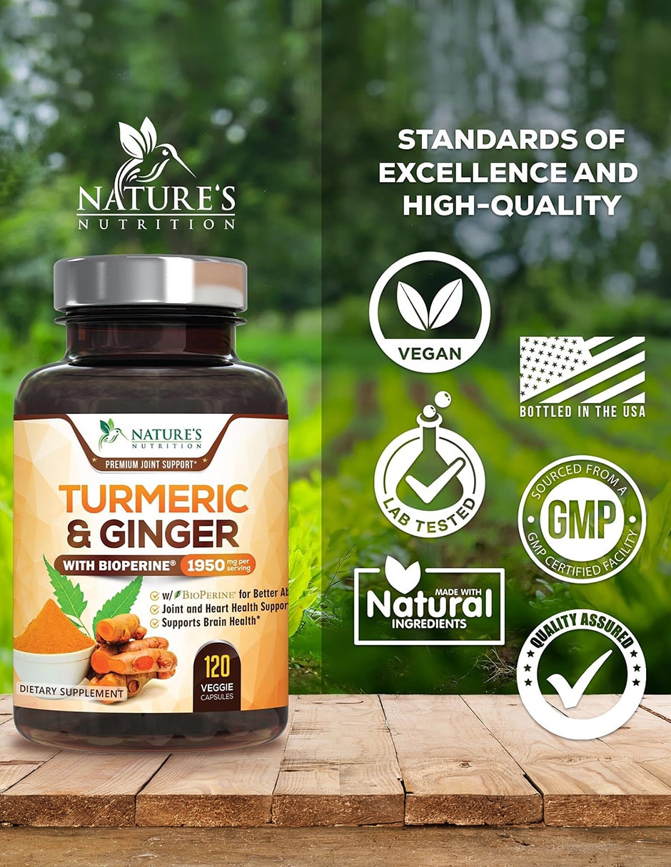 Suplementos alimenticios nature’s nutrition cúrcuma curcumina bienestar articular 120 cápsulas natures nutrition con cúrcuma
