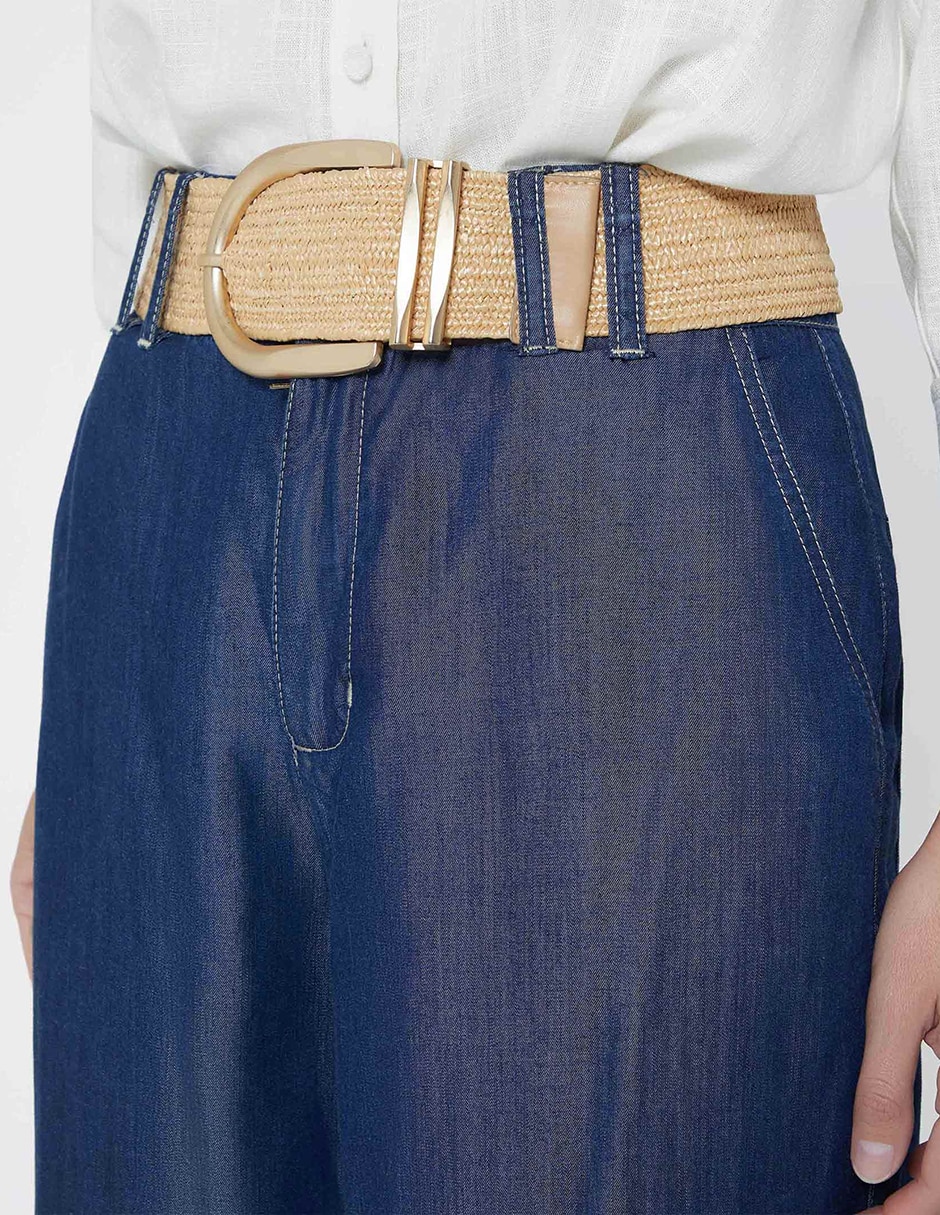 Jeans relaxed palazzo cintura alta studio f indigo benkei raw max para mujer