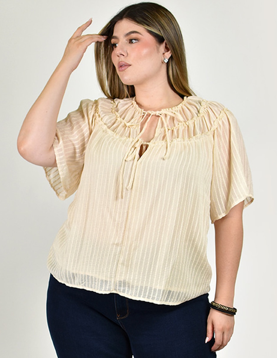 Blusa roman fashion manga corta para mujer