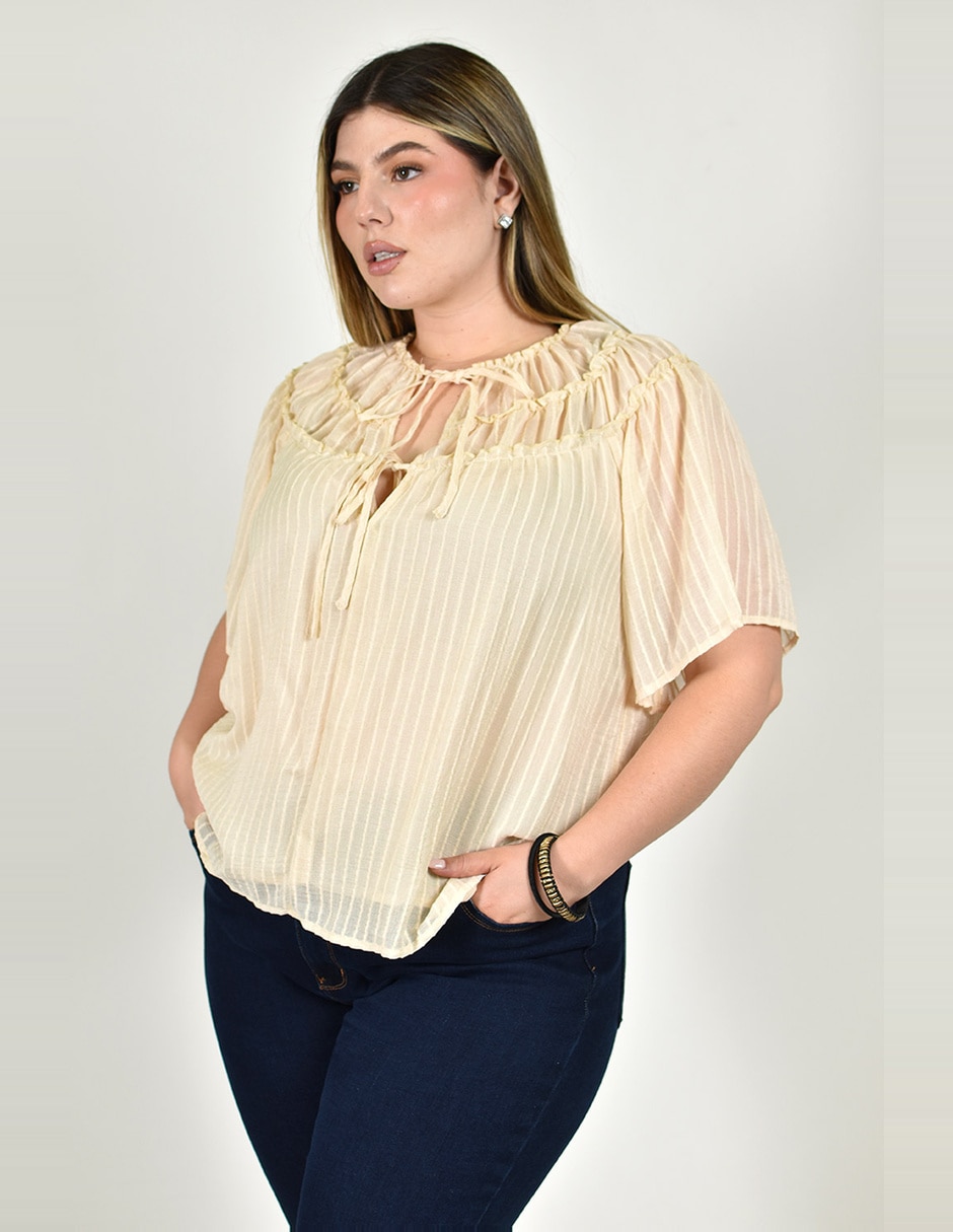 Blusa roman fashion manga corta para mujer