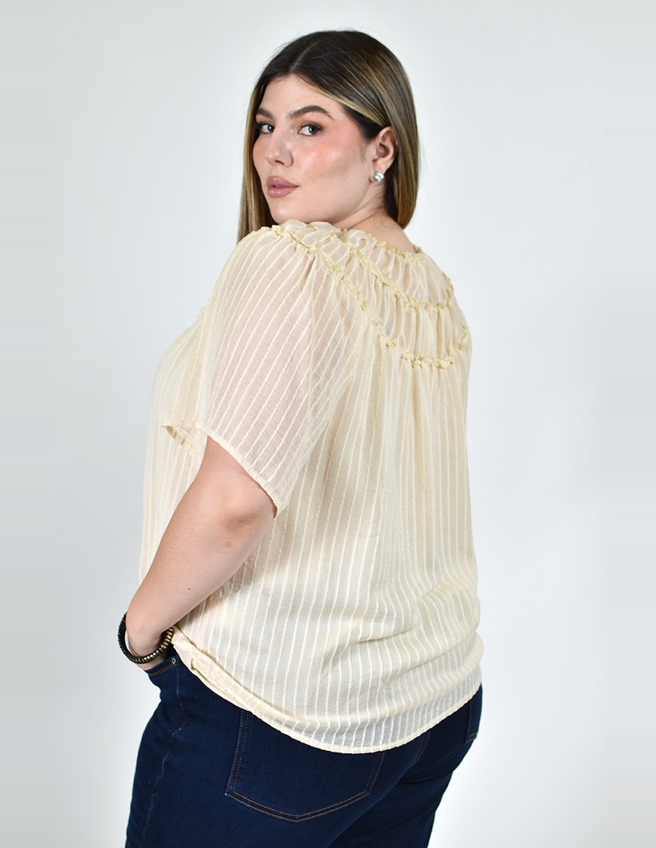 Blusa roman fashion manga corta para mujer