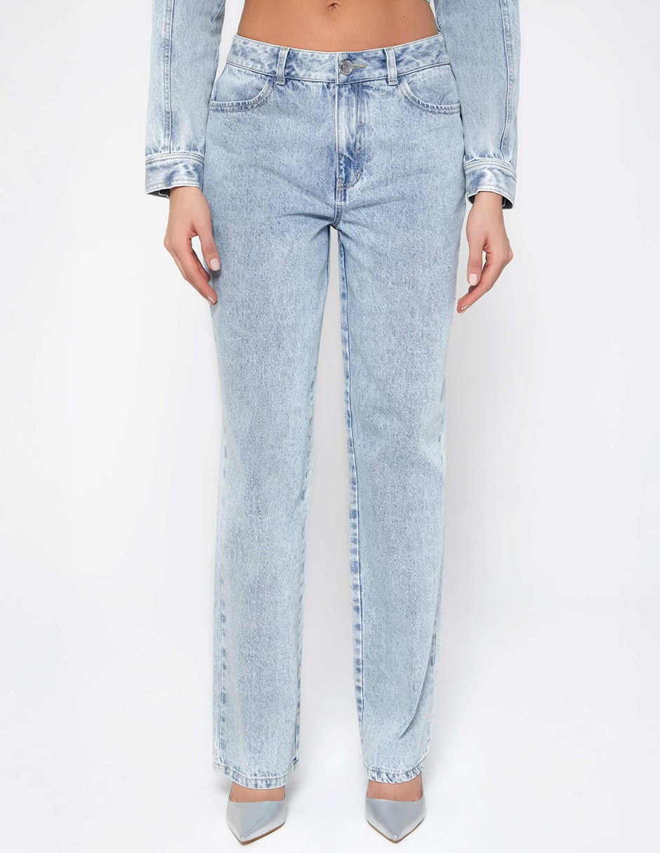 Jeans regular bota cintura studio f indigo cusco hotfix para mujer