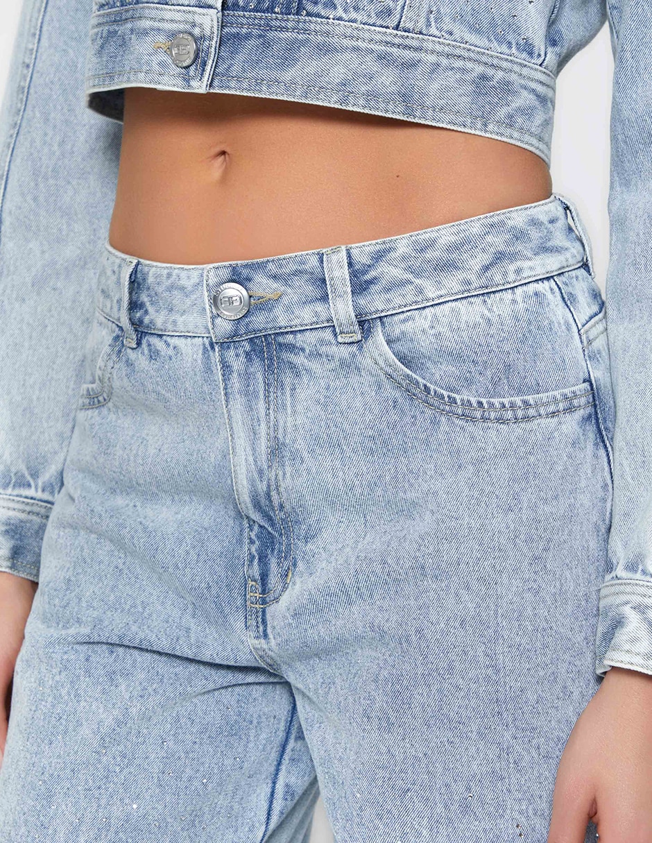 Jeans regular bota cintura studio f indigo cusco hotfix para mujer