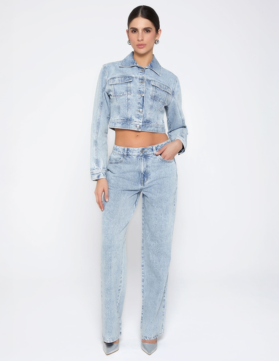 Jeans regular bota cintura studio f indigo cusco hotfix para mujer