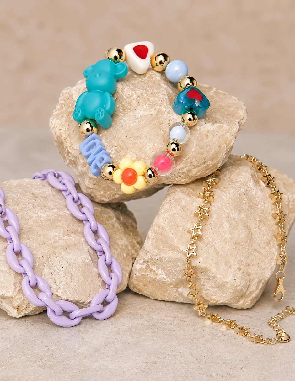 Set de brazalete yoiko con resina bear brick lunaria acabado