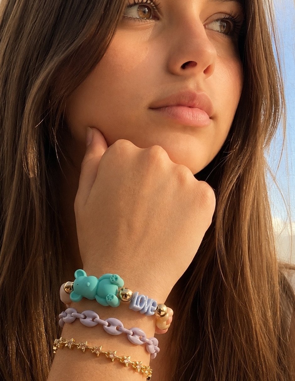Set de brazalete yoiko con resina bear brick lunaria acabado