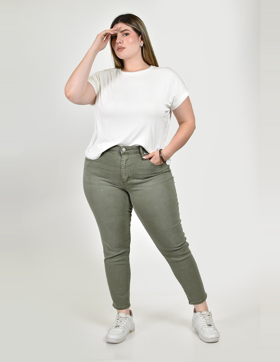 Jeans regular skinny cintura alta roman fashion para mujer