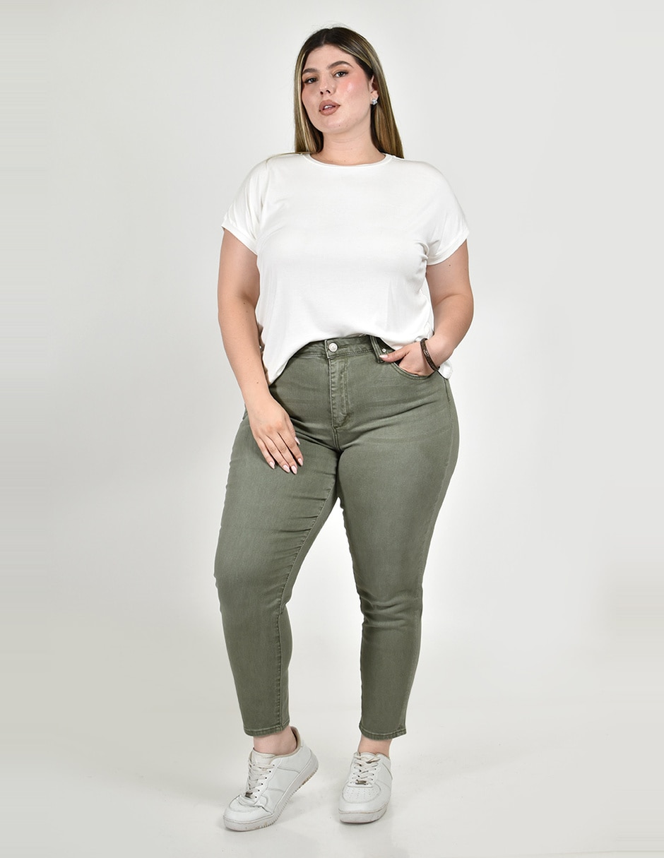 Jeans regular skinny cintura alta roman fashion para mujer