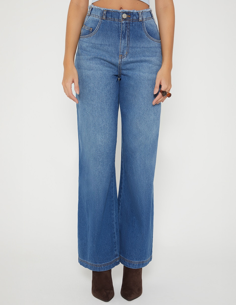 Jeans relaxed palazzo cintura alta studio f para mujer