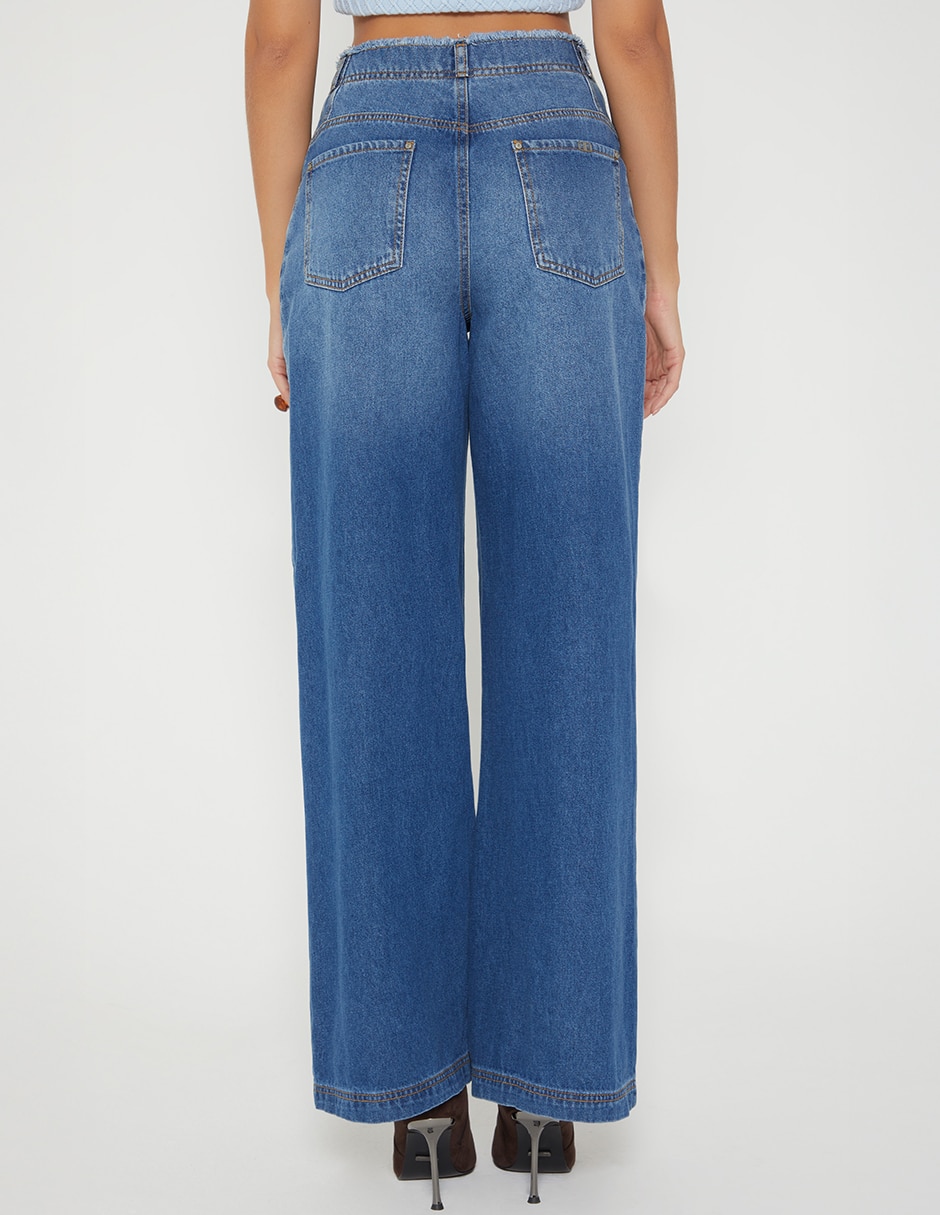 Jeans relaxed palazzo cintura alta studio f para mujer