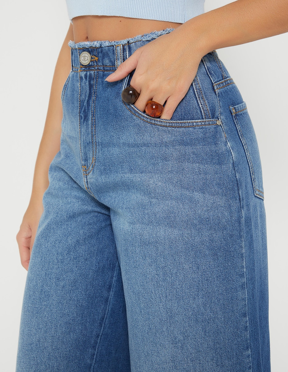 Jeans relaxed palazzo cintura alta studio f para mujer