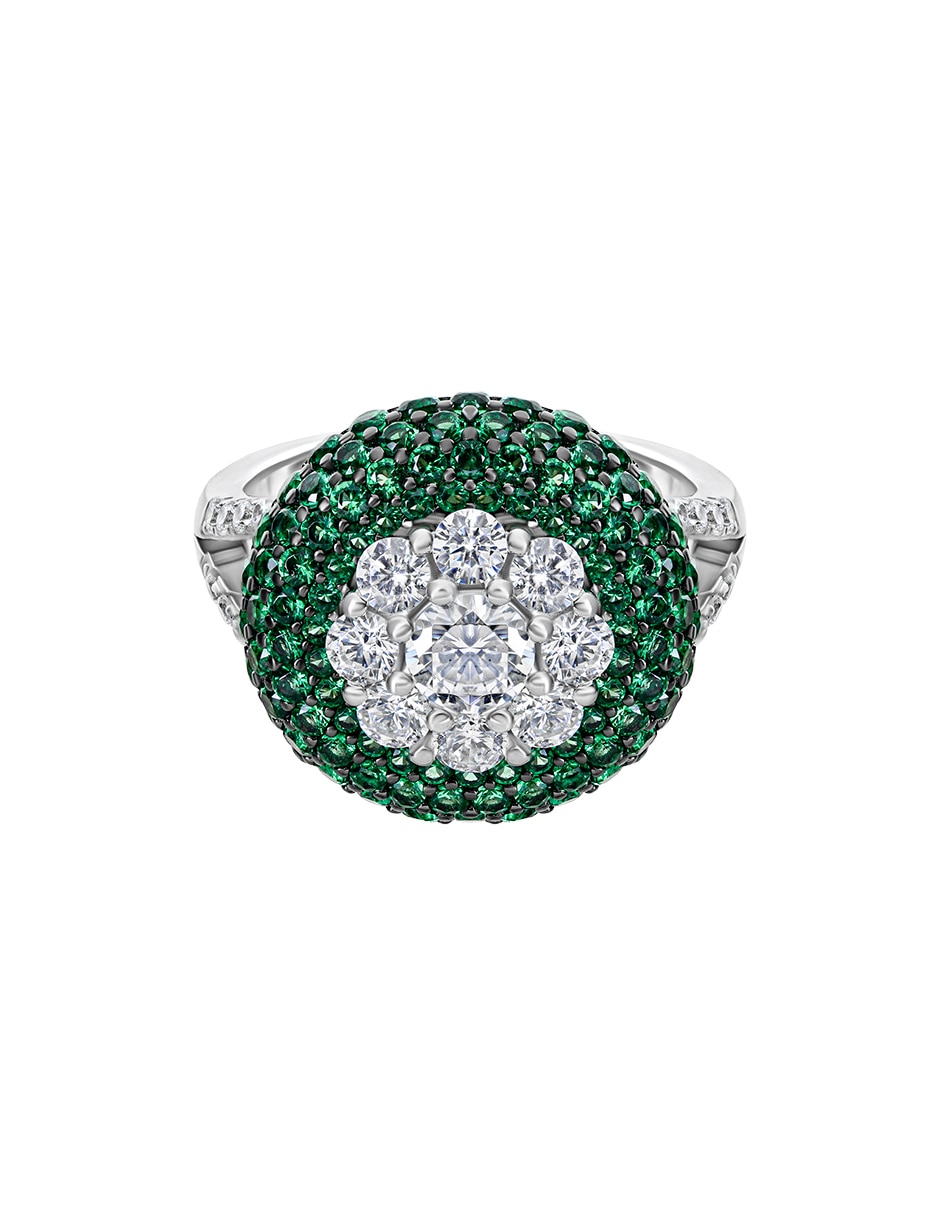 Anillo p 925 de plata esmeralda pavé