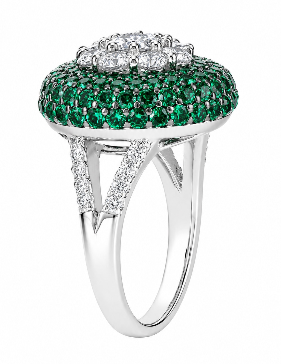 Anillo p 925 de plata esmeralda pavé 2