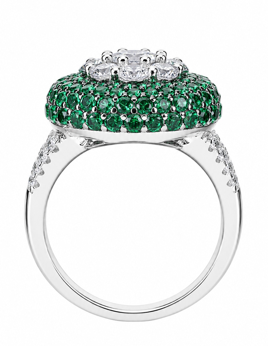Anillo p 925 de plata esmeralda pavé 5