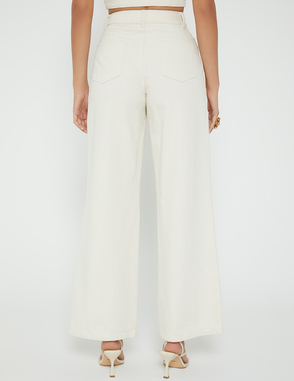 Jeans relaxed palazzo cintura indigo utopia bordado organic para mujer 3