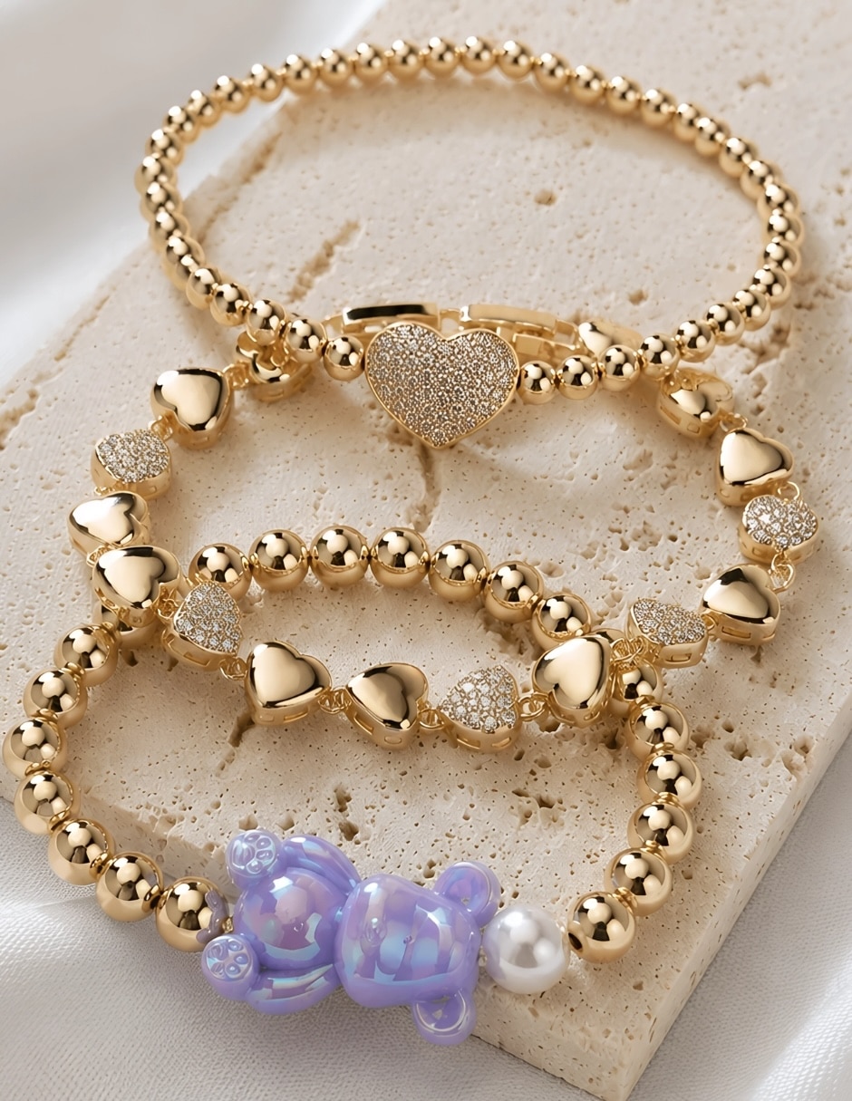 Set de brazalete yoiko con zirconia bear brick amelie acabado