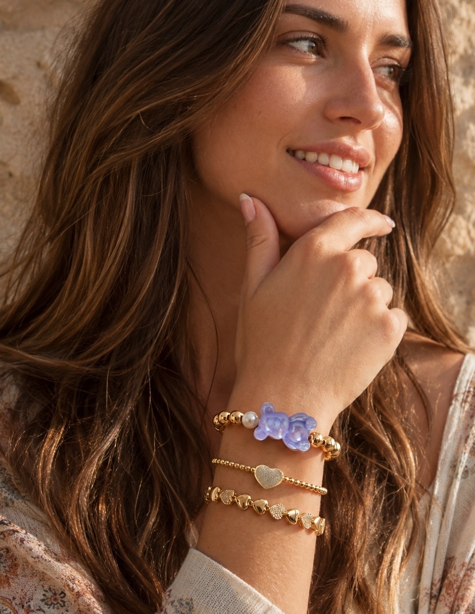 Set de brazalete yoiko con zirconia bear brick amelie acabado