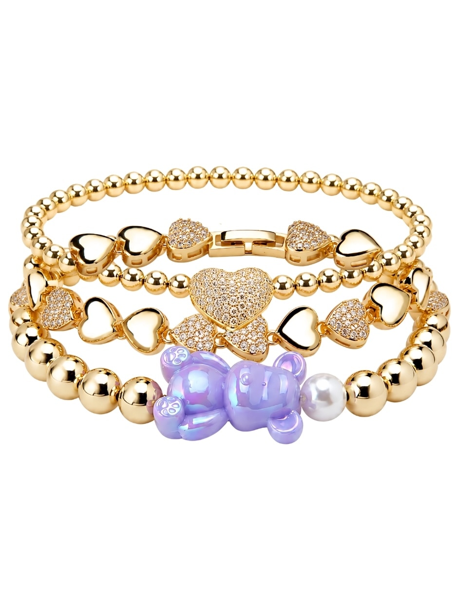 Set de brazalete yoiko con zirconia bear brick amelie acabado