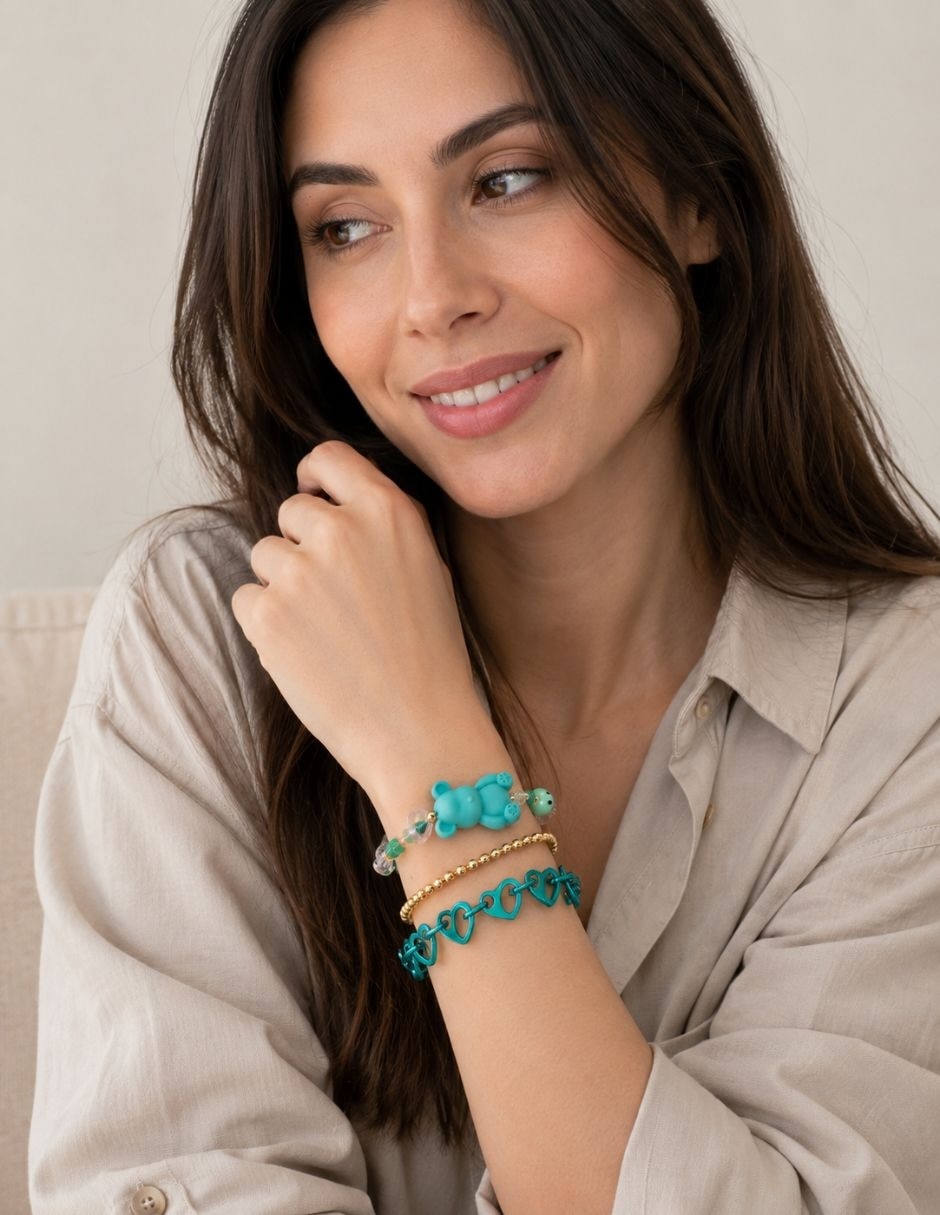 Set Brazalete Bear Brick Brisa acabado baño de oro 9