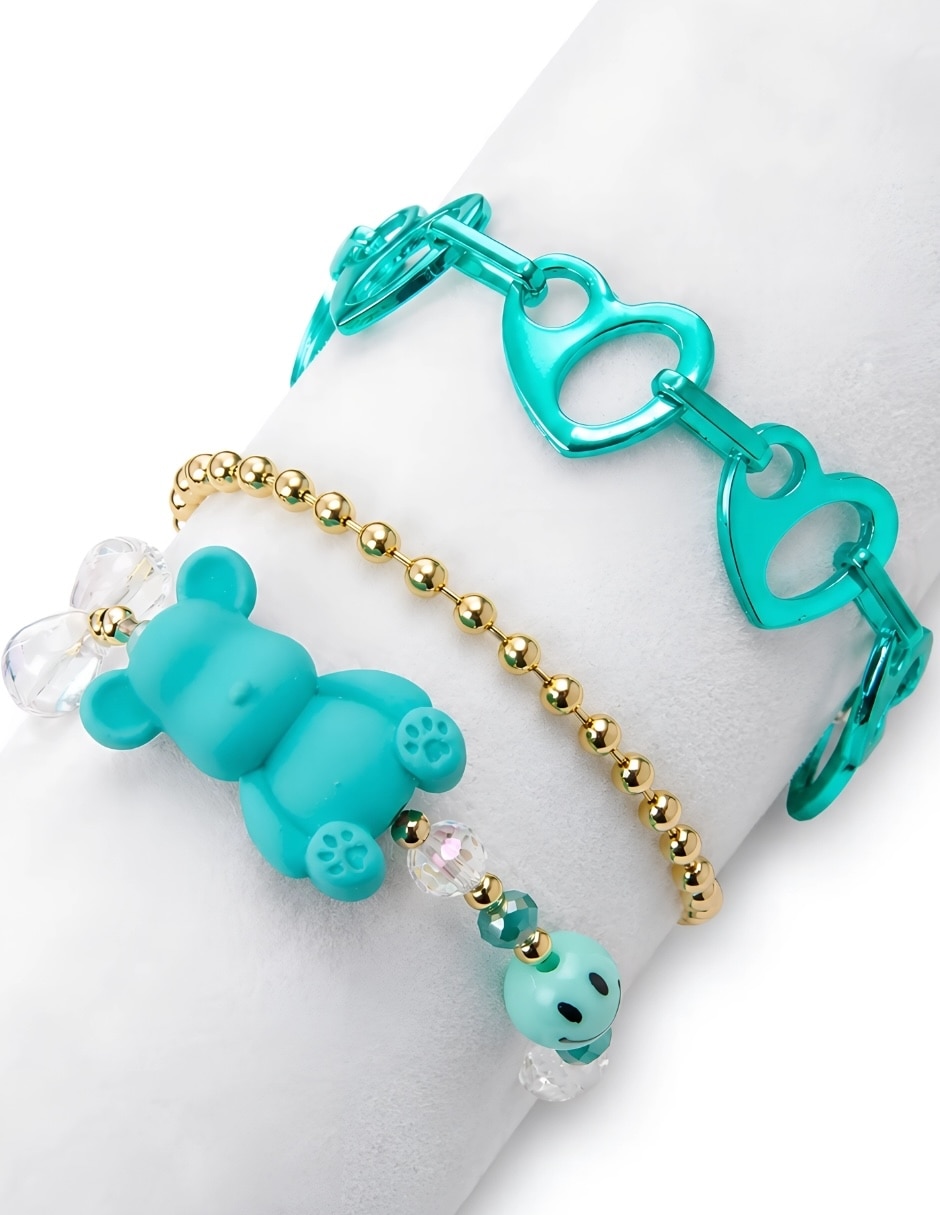 Set Brazalete Bear Brick Brisa acabado baño de oro 10