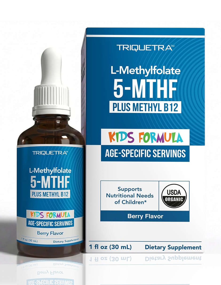 Suplementos alimenticios triquetra 5-mthf kids + metil b12 bienestar infantil berry 30 ml triquetra health con metilfolato sabor frutos rojos de