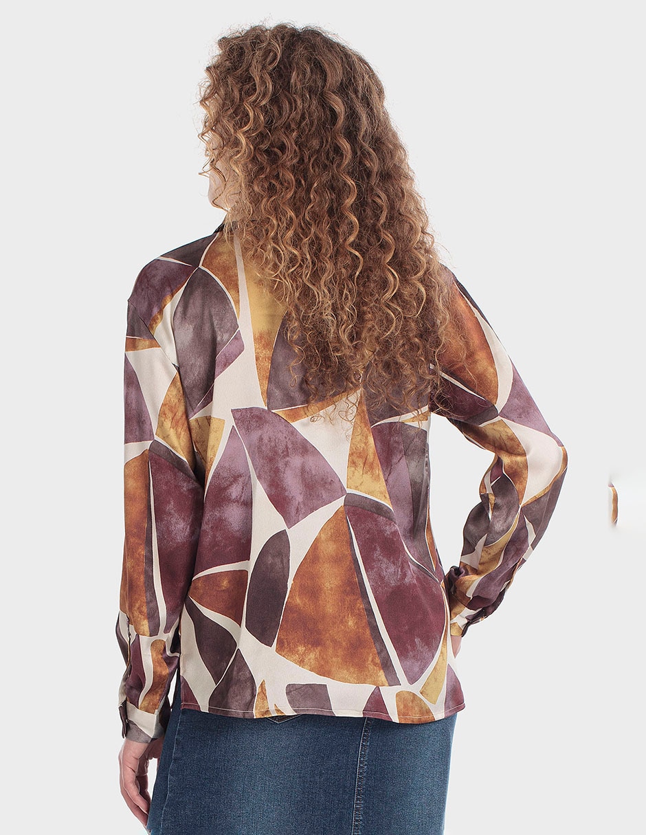 Blusa camisera punt roma manga larga para mujer