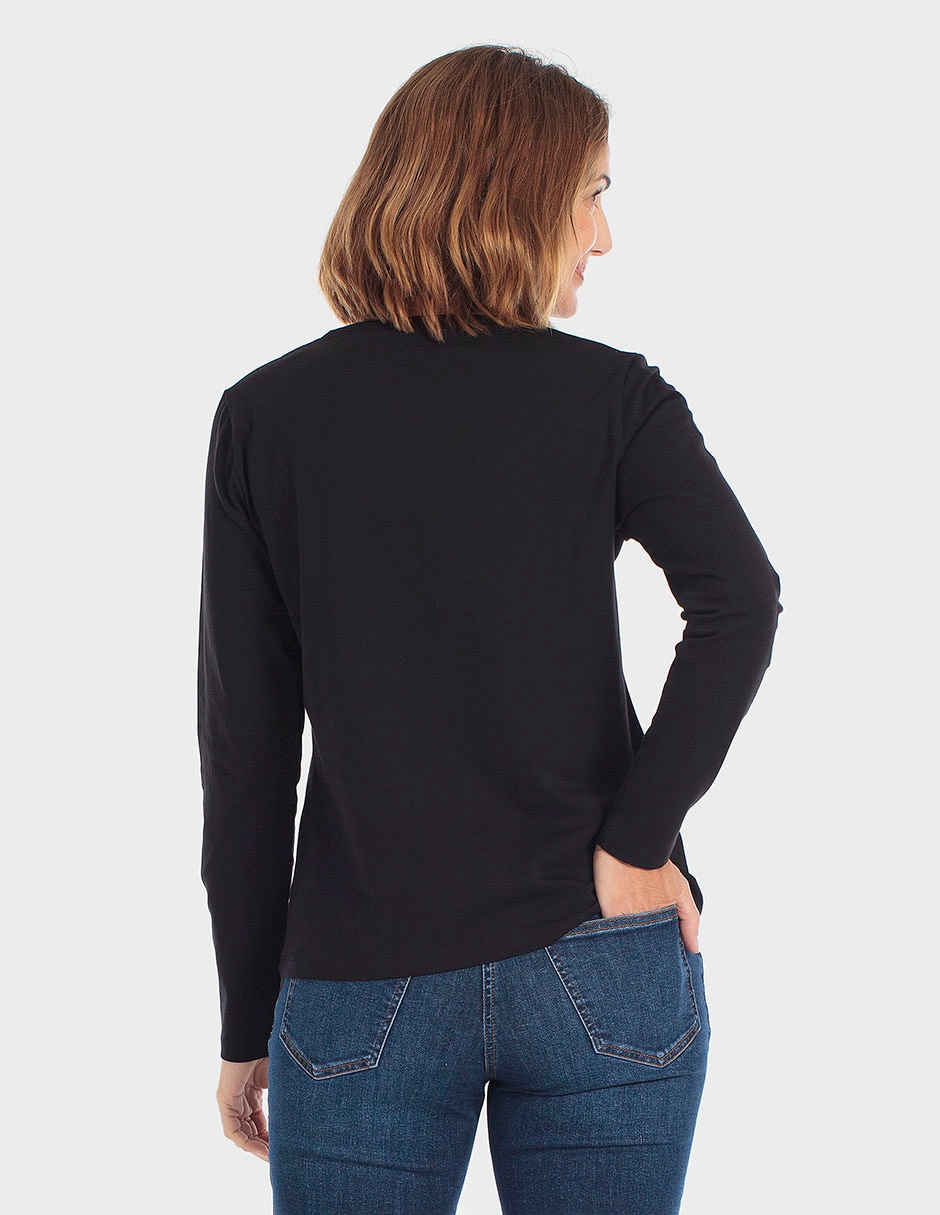 Playera manga larga cuello redondo para mujer 2