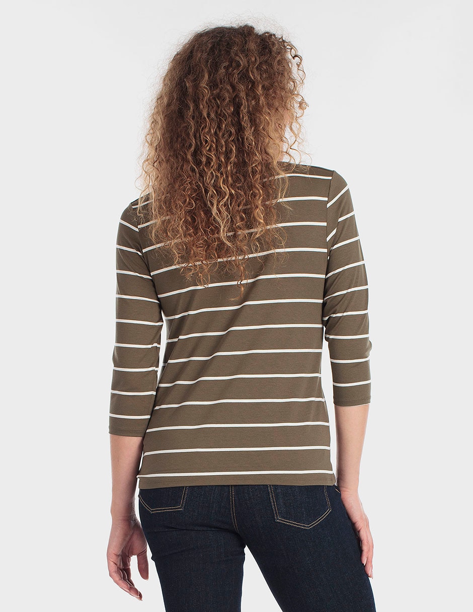 Playera manga 3/4 cuello ojal para mujer 2