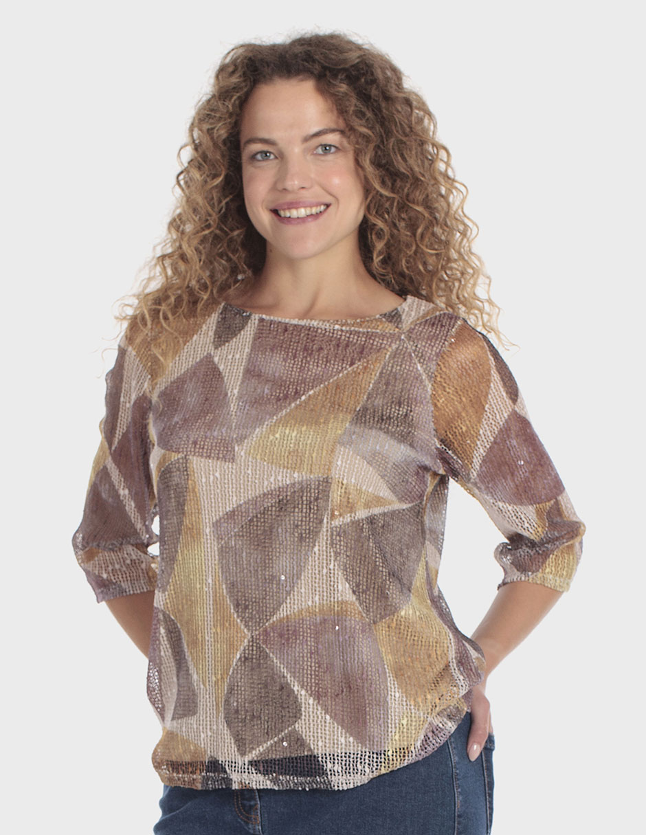 Playera manga 3/4 punt roma cuello redondo para mujer