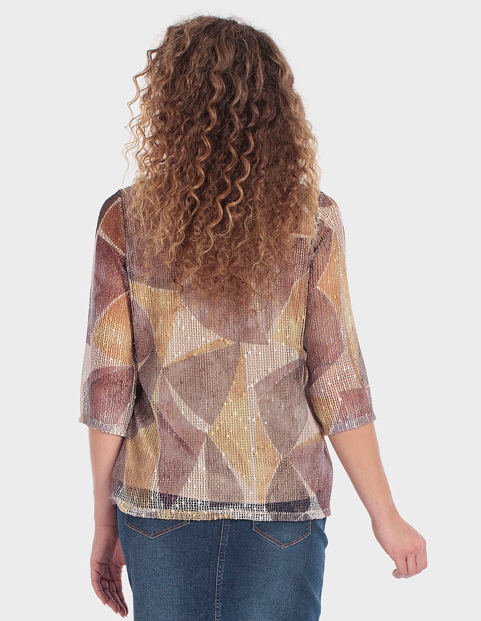 Playera manga 3/4 punt roma cuello redondo para mujer