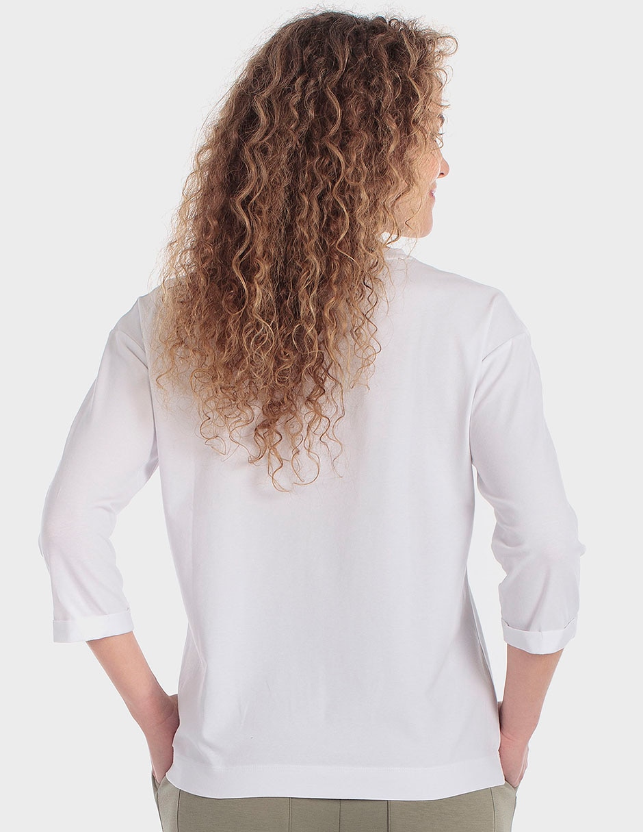 Playera manga 3/4 punt roma cuello redondo para mujer