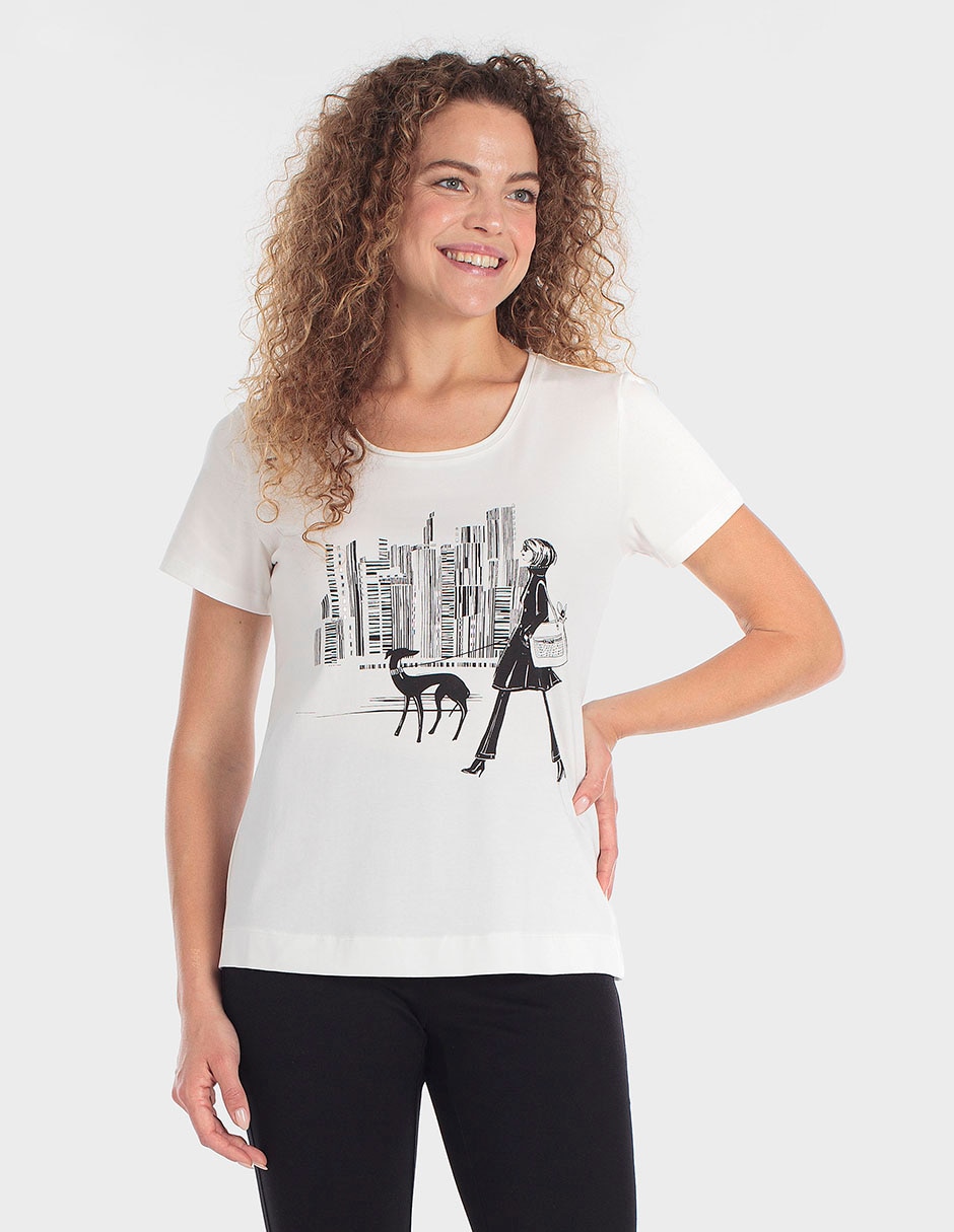 Playera manga corta cuello redondo para mujer