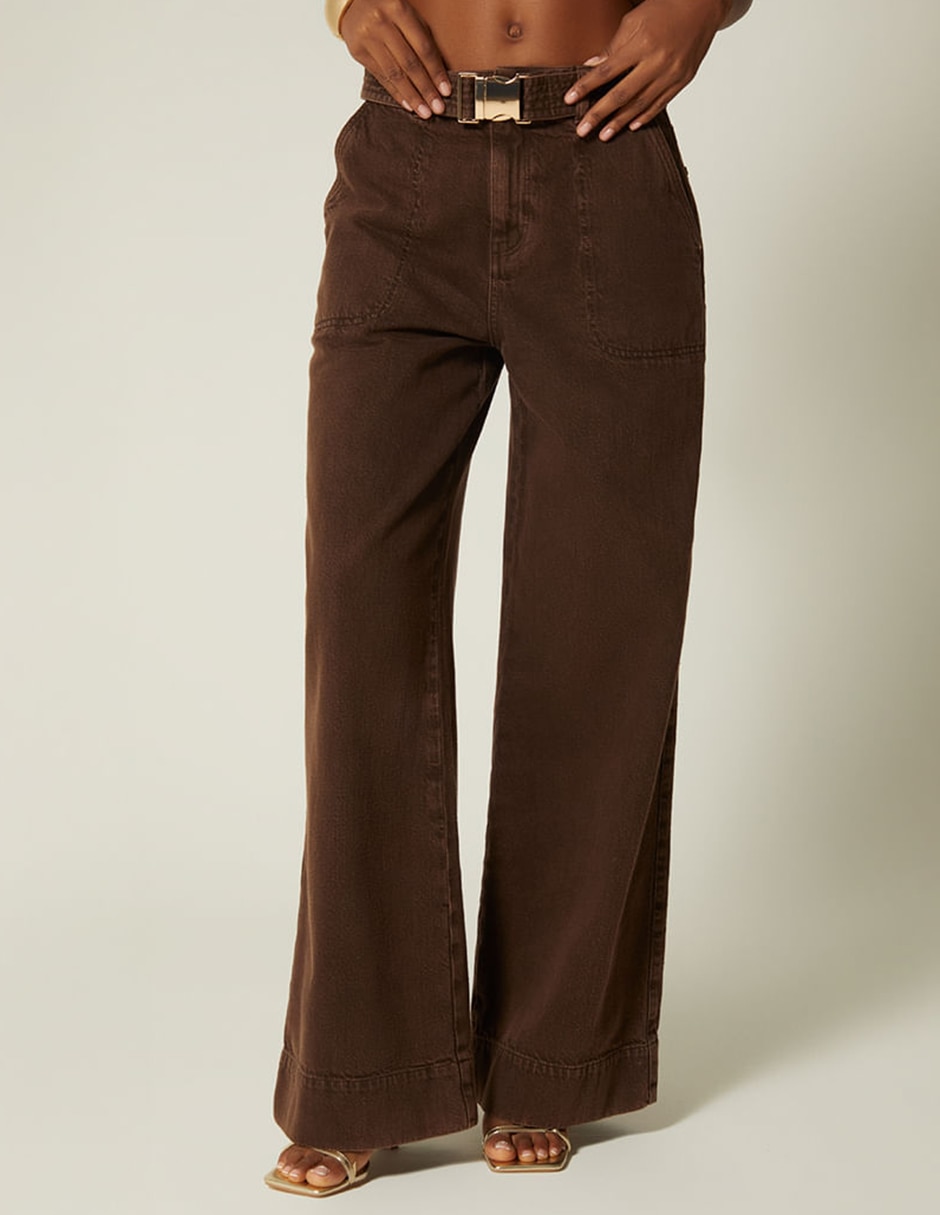 Jeans relaxed palazzo cintura indigo utopia para mujer
