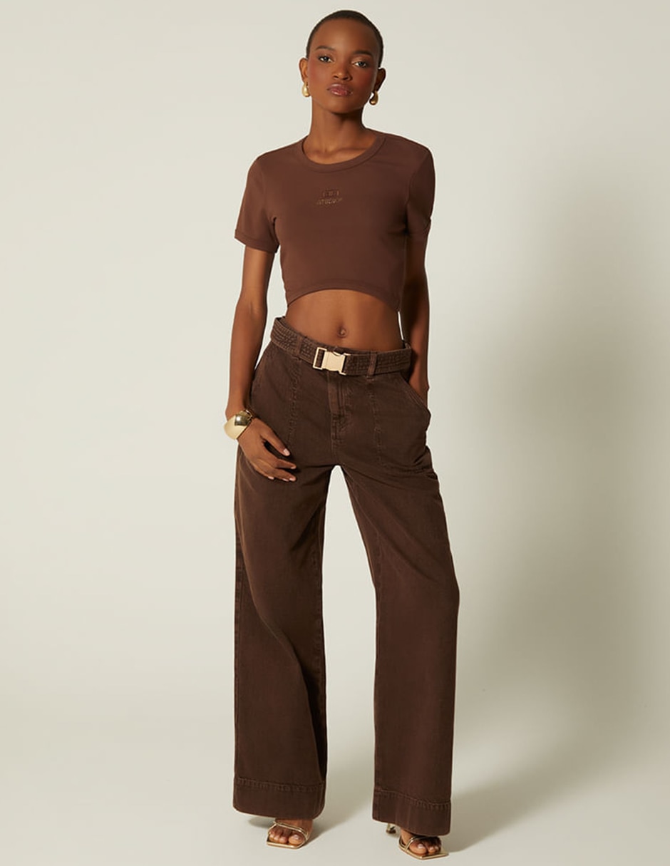 Jeans relaxed palazzo cintura studio f indigo utopia para mujer