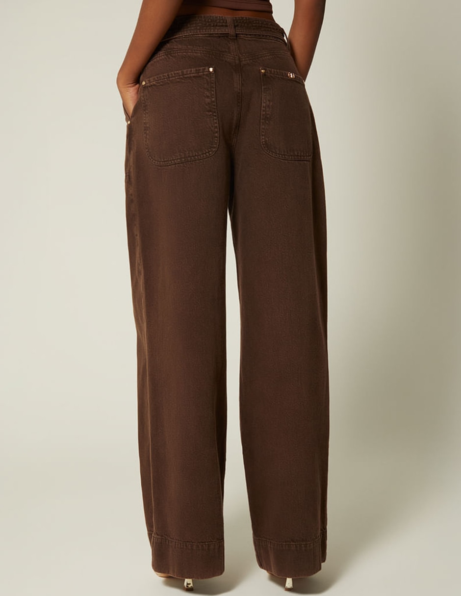 Jeans relaxed palazzo cintura studio f indigo utopia para mujer