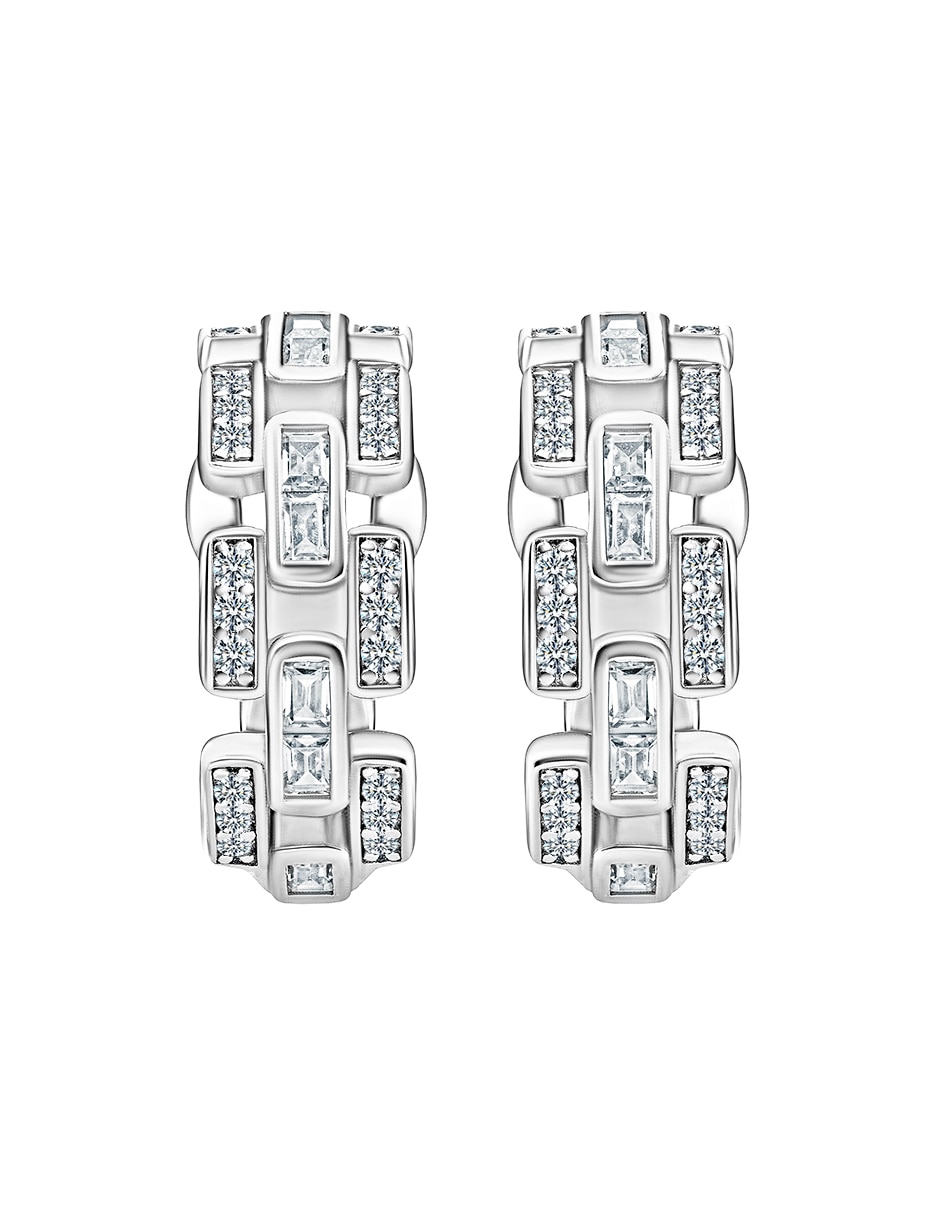 Arracadas de plata p 925 con acabado brillante zirconia Arracadas de plata p 925 con acabado brillante zirconia