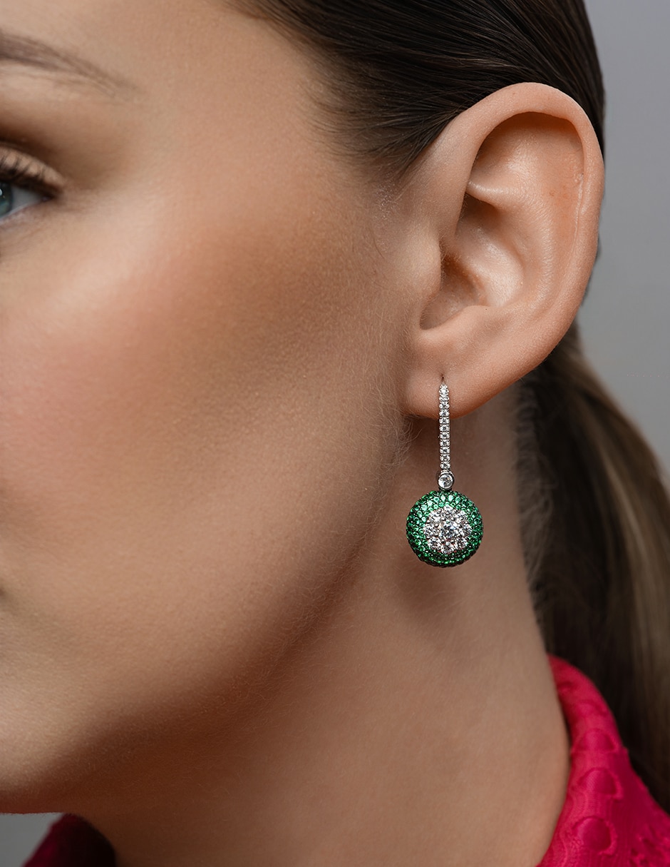 Aretes cortos circulares de plata p 925 con acabado pavé zirconia 3