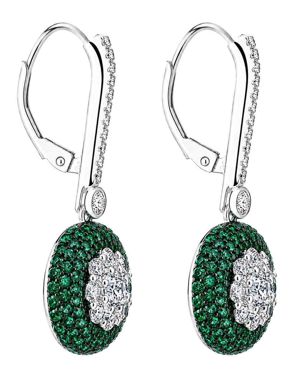 Aretes cortos circulares de plata p 925 con acabado pavé zirconia 5