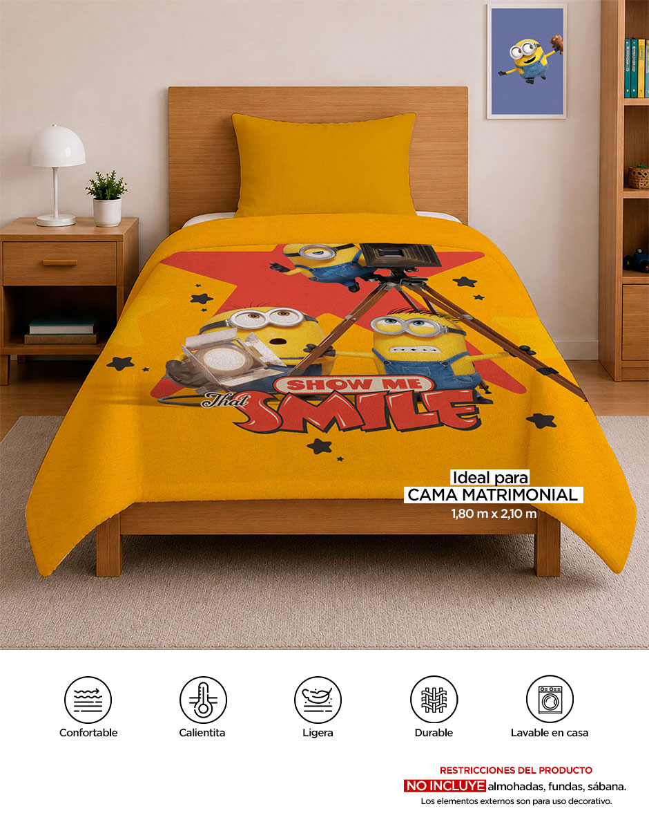 Cobertor minions serenity show estampado infantil 7