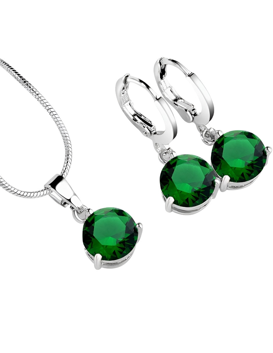 Set de collar y aretes de metal circonita 6