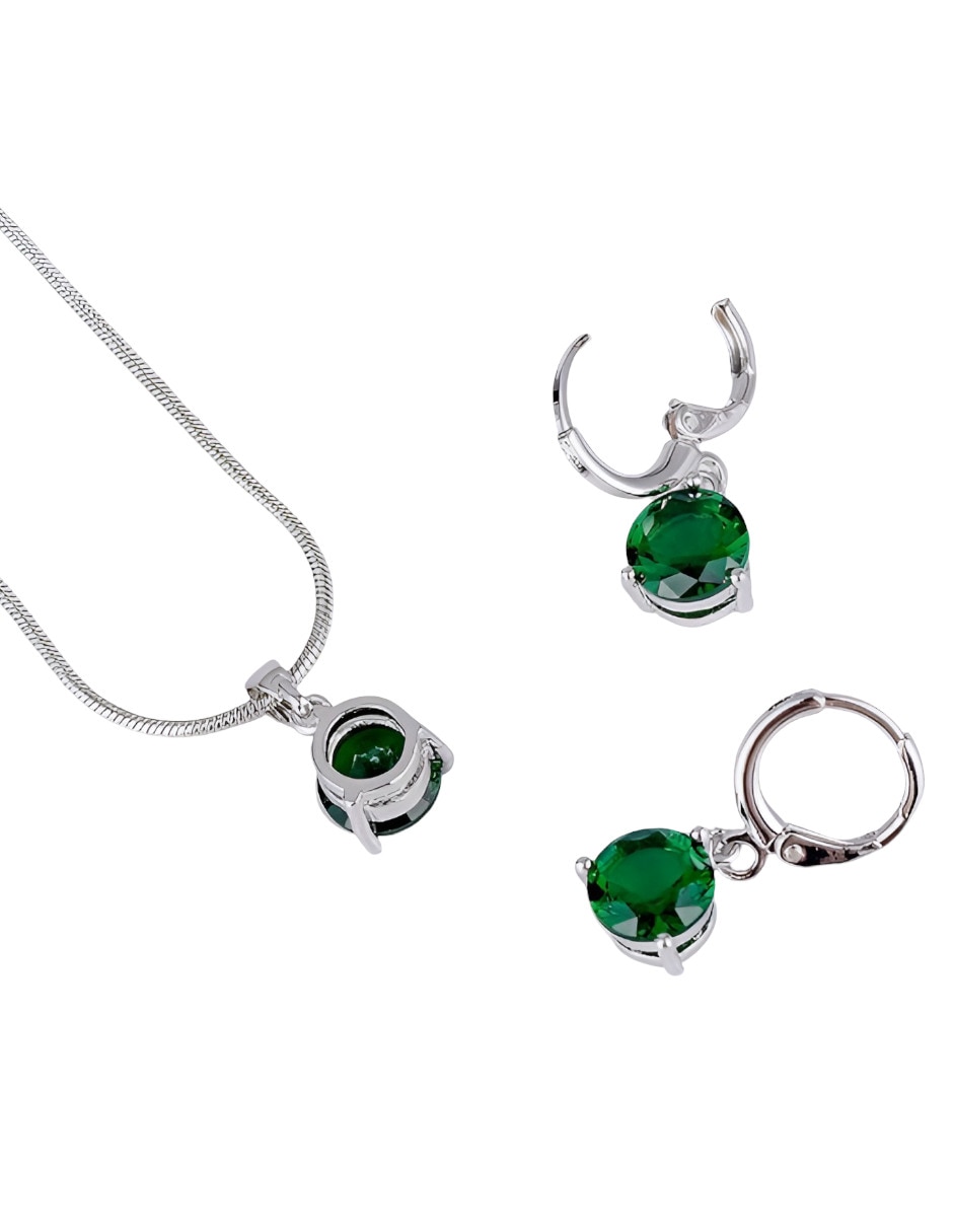 Set de collar y aretes de metal circonita 2