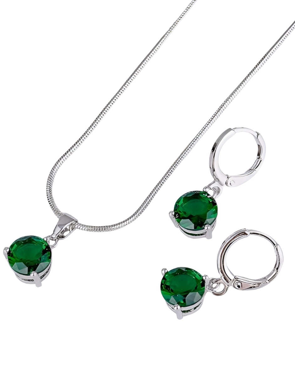 Set de collar y aretes de metal circonita 7
