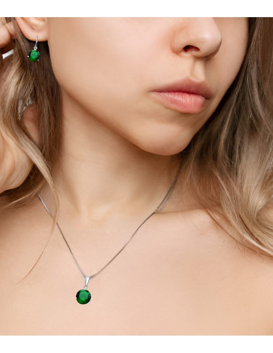 Set de collar y aretes de metal circonita 3