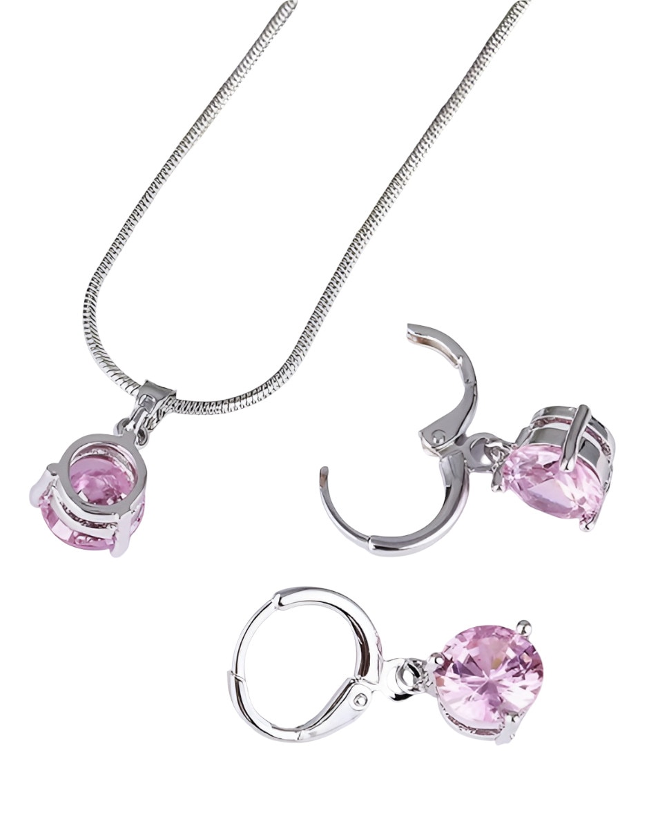 Set de collar y aretes de metal circonita 4