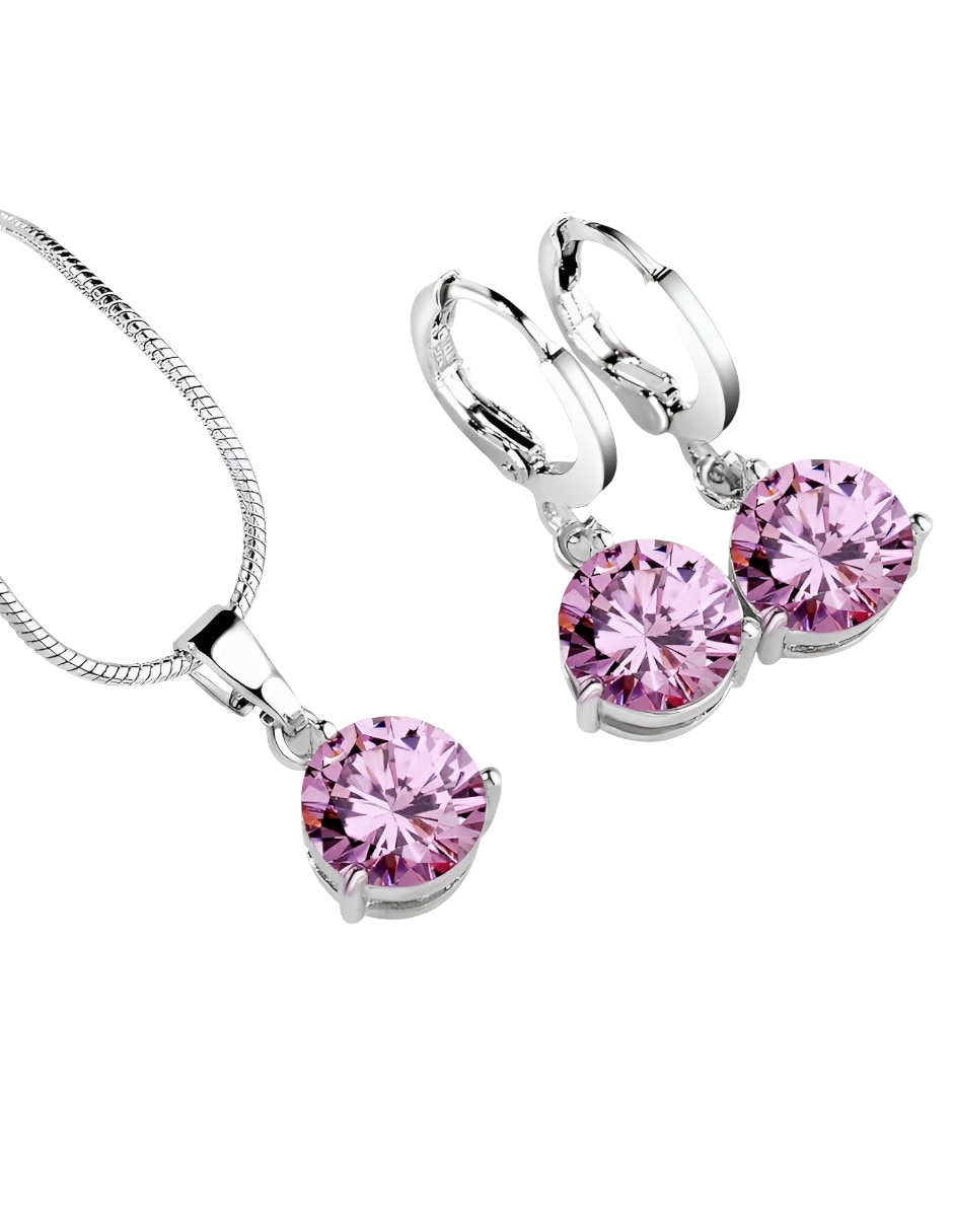 Set de collar y aretes de metal circonita 2
