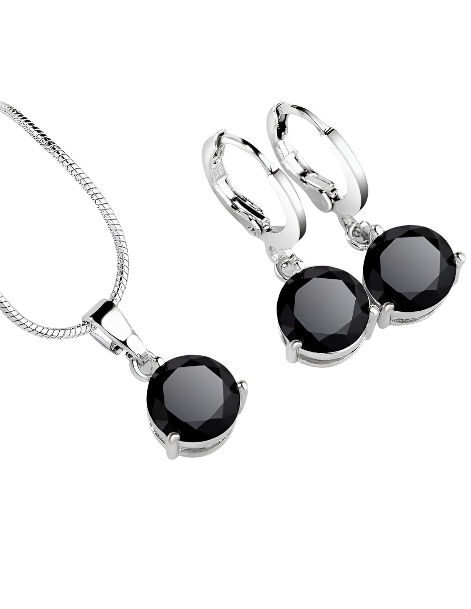 Set de collar y aretes de metal circonita 5